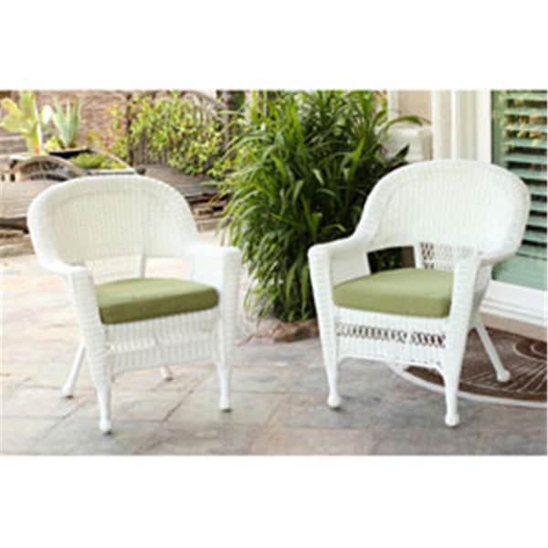 Propation W00206-C-2-FS029-CS White Wicker Chair with Green Cushion - Set of 2 PR2999301 - main